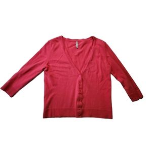Hanna Andersson Women's Coral 3/4 Sleeve Button Vneck Cardigan Size Medium C25